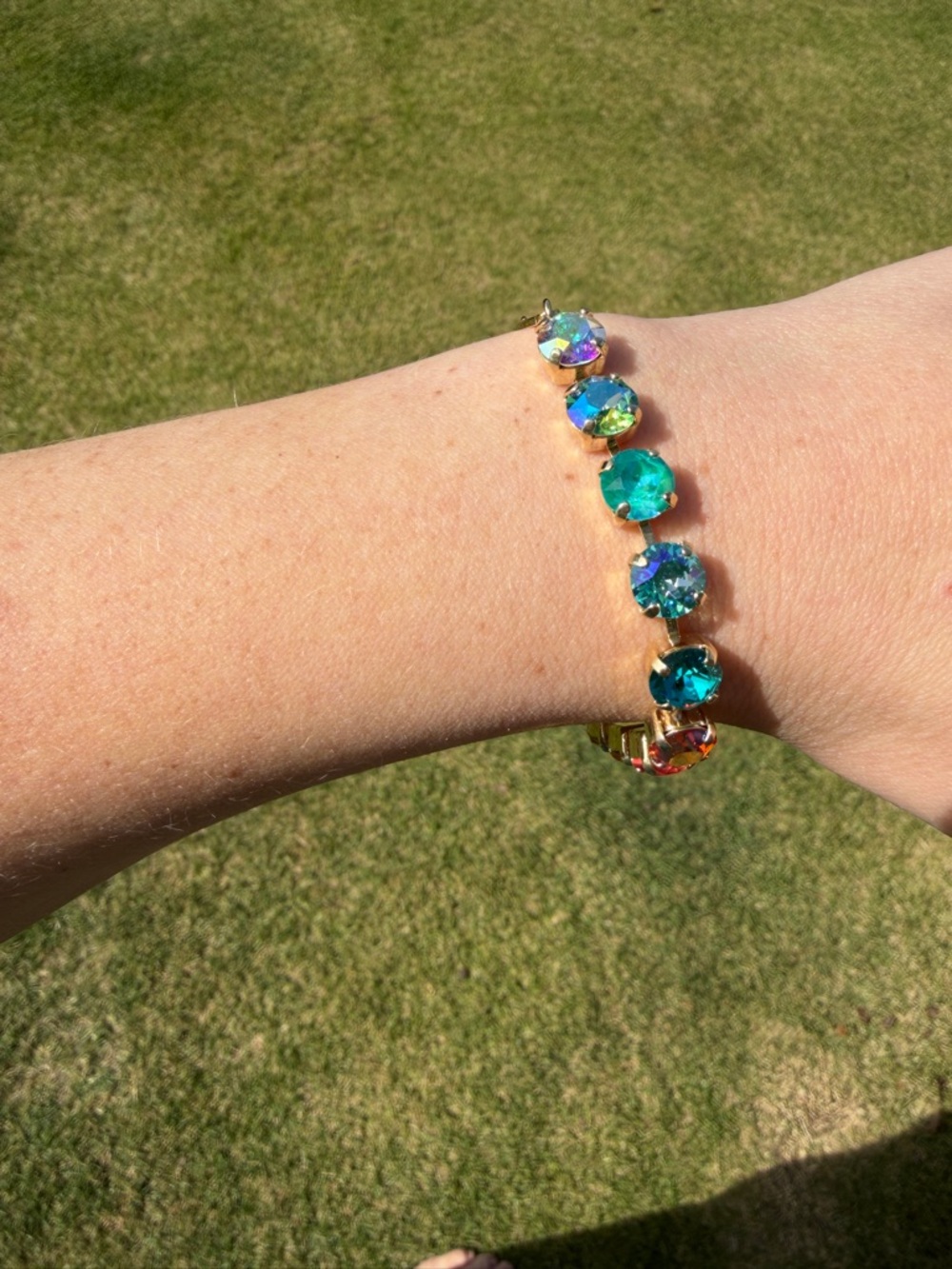 Swarovski Gold-Tone Bracelet with Multicolor Crystal Rivoli Stones - Picture 4 of 4